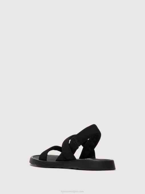 zwart Fly London vrouwen sling-back sandalen tera873 V2B0538