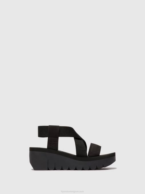 zwart Fly London vrouwen sling-back sandalen yabi922 V2B0445