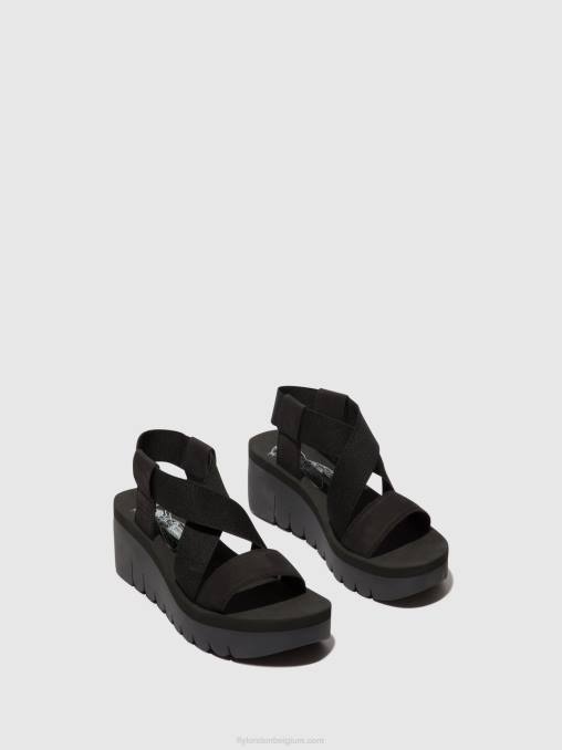 zwart Fly London vrouwen sling-back sandalen yabi922 V2B0445