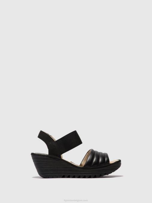 zwart Fly London vrouwen sling-back sandalen yiko414 V2B0432