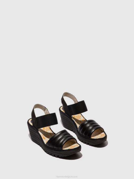 zwart Fly London vrouwen sling-back sandalen yiko414 V2B0432