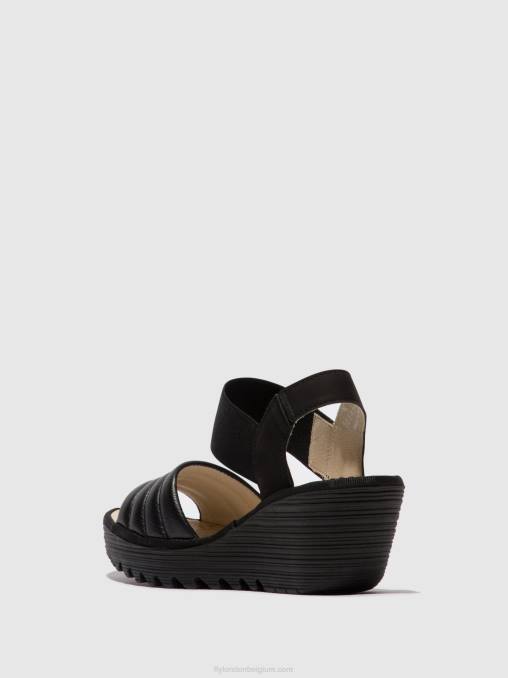 zwart Fly London vrouwen sling-back sandalen yiko414 V2B0432
