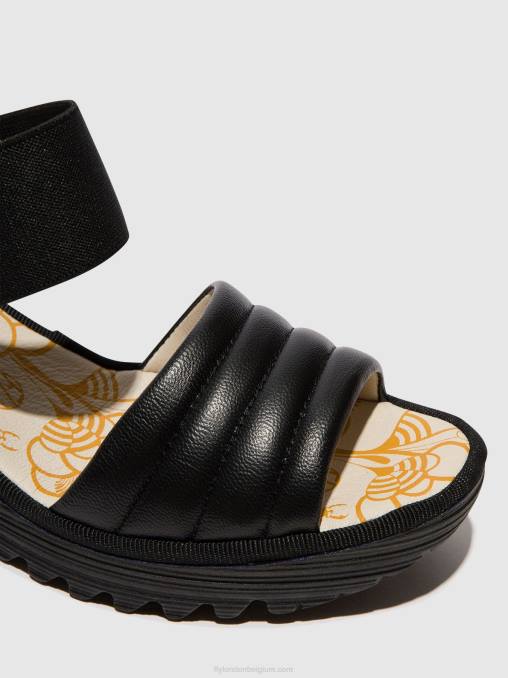 zwart Fly London vrouwen sling-back sandalen yiko414 V2B0432