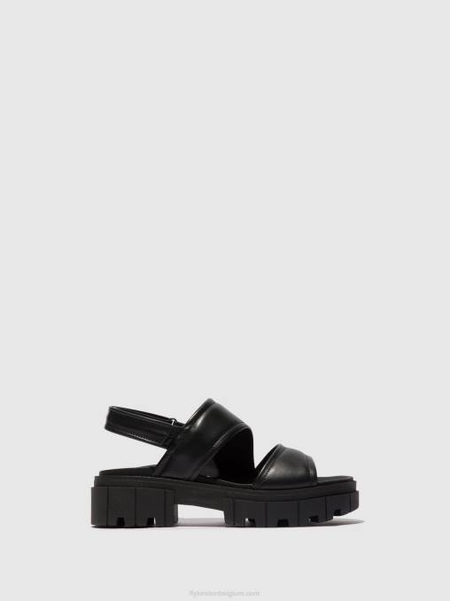 zwart Fly London vrouwen slingback sandalen jira865 V2B0542