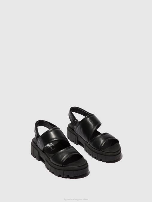 zwart Fly London vrouwen slingback sandalen jira865 V2B0542