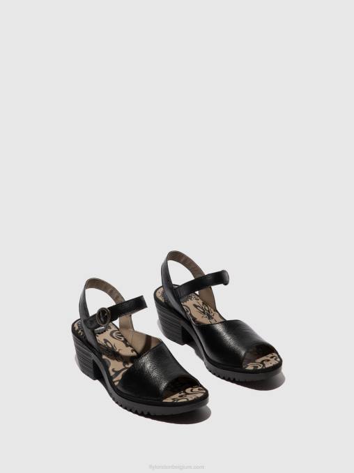 zwart Fly London vrouwen slingback sandalen wely439 V2B0453