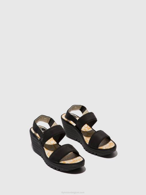 zwart Fly London vrouwen slingback sandalen yaco416 V2B0437