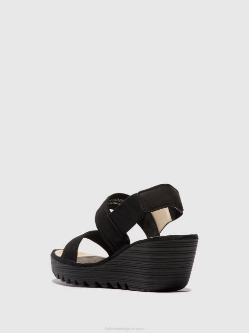 zwart Fly London vrouwen slingback sandalen yaco416 V2B0437