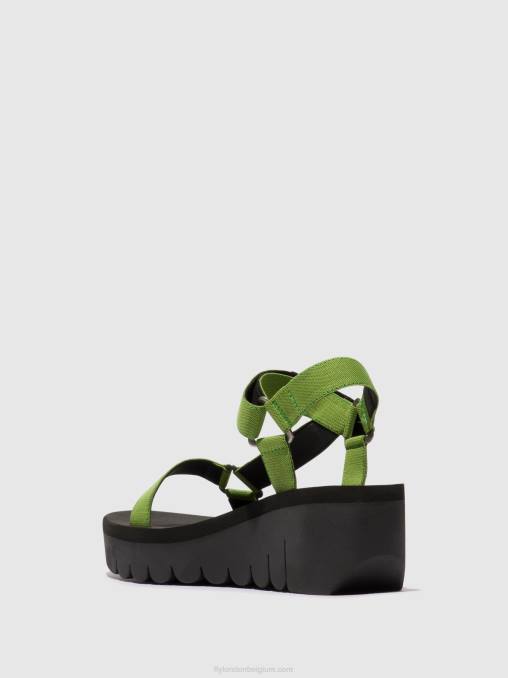 zwart/avocado (zwart Fly London vrouwen sandalen met klittenband yefa726 V2B0394