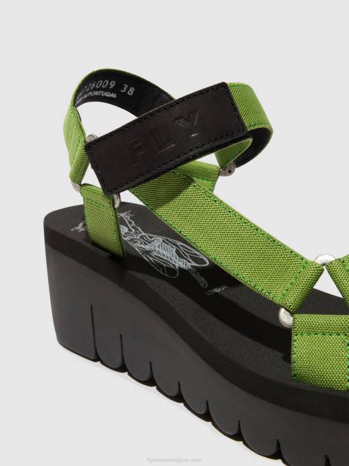 zwart/avocado (zwart Fly London vrouwen sandalen met klittenband yefa726 V2B0394
