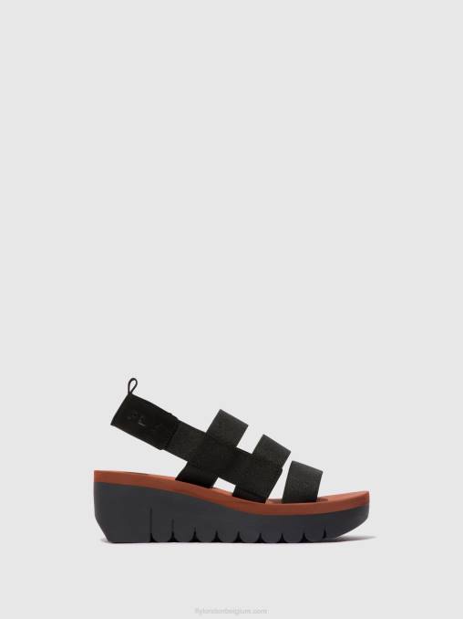 zwart (baksteen) Fly London vrouwen Sandalen met bandjes yere847 V2B0536