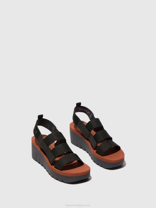 zwart (baksteen) Fly London vrouwen Sandalen met bandjes yere847 V2B0536