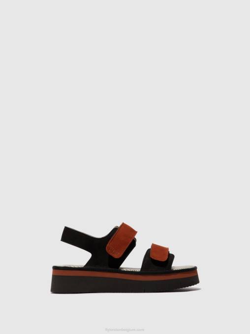 zwart/baksteen Fly London vrouwen slingback sandalen cori377 V2B0576