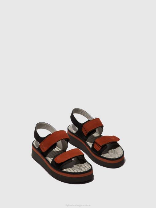 zwart/baksteen Fly London vrouwen slingback sandalen cori377 V2B0576