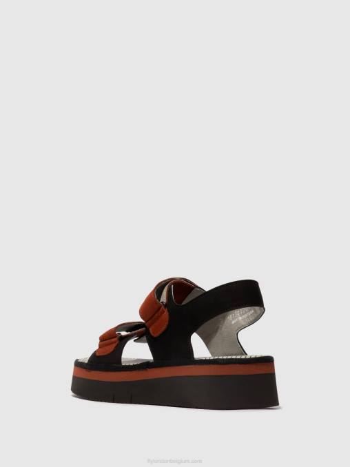 zwart/baksteen Fly London vrouwen slingback sandalen cori377 V2B0576