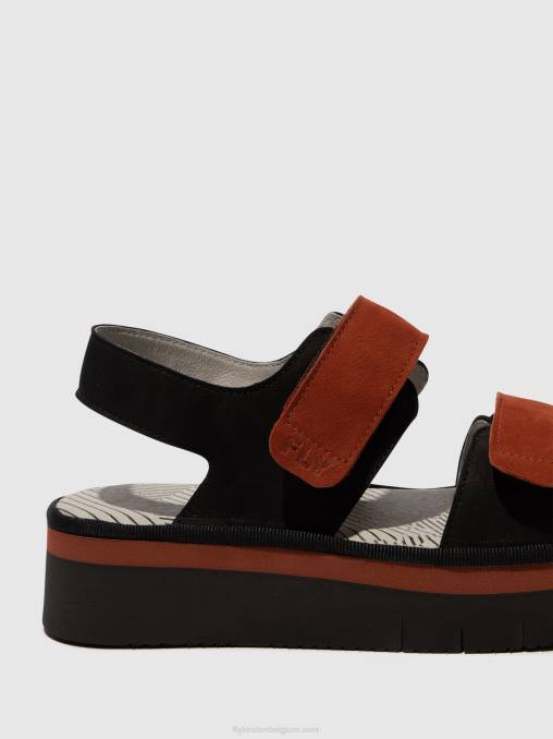 zwart/baksteen Fly London vrouwen slingback sandalen cori377 V2B0576