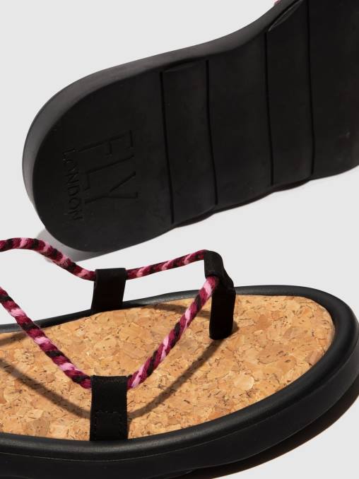 zwart (paars) Fly London vrouwen vetersandalen tace874 V2B0550
