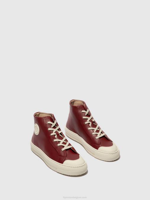 Bordeaux Fly London vrouwen hoge sneakers topy586 V2B0727