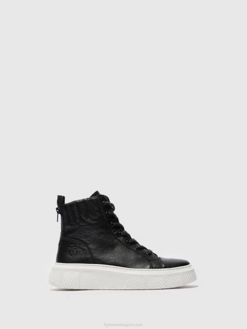 dublin zwart (witte zool) Fly London vrouwen veterschoenen erby484 V2B0764