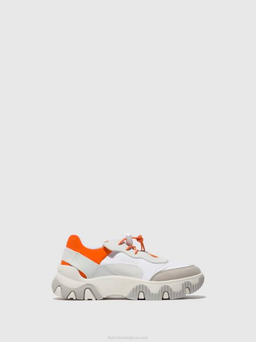 gebroken wit/koraal Fly London vrouwen elastische sneakers fian634 V2B0748
