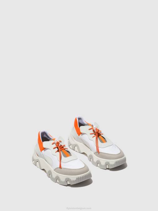 gebroken wit/koraal Fly London vrouwen elastische sneakers fian634 V2B0748