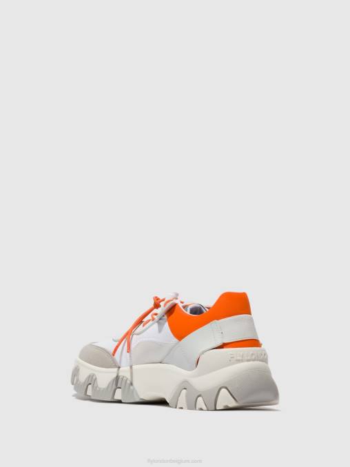 gebroken wit/koraal Fly London vrouwen elastische sneakers fian634 V2B0748
