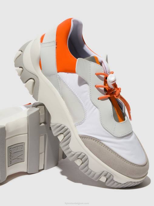 gebroken wit/koraal Fly London vrouwen elastische sneakers fian634 V2B0748