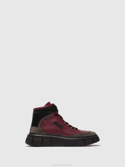 grijs/wijn/zwart Fly London vrouwen vetersneakers eppe531 V2B0734