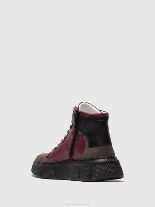 grijs/wijn/zwart Fly London vrouwen vetersneakers eppe531 V2B0734