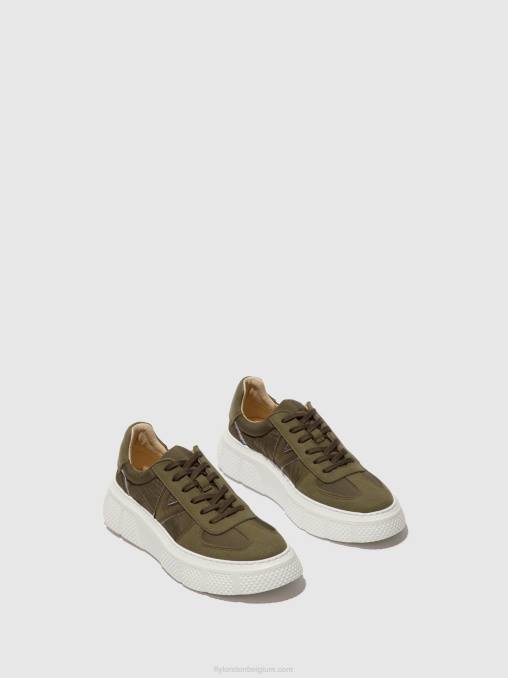 khaki Fly London vrouwen vetersneakers essa511 V2B0759