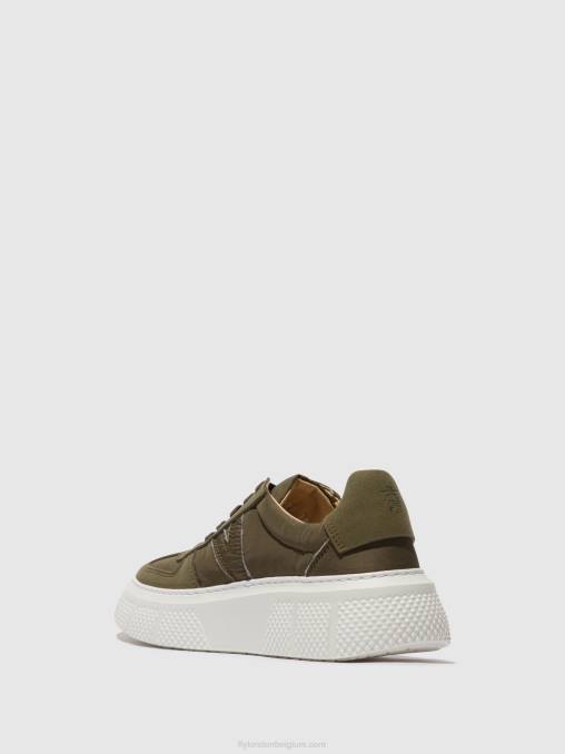 khaki Fly London vrouwen vetersneakers essa511 V2B0759