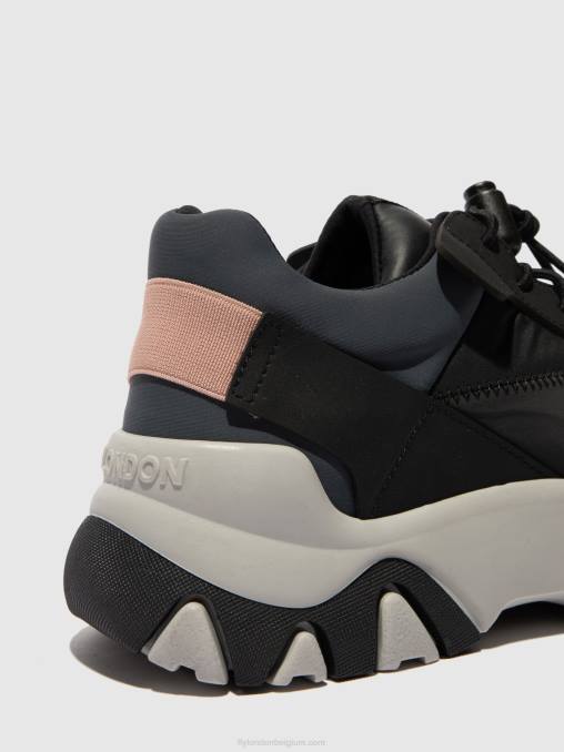 meervoudig zwart Fly London vrouwen elastische sneakers fian634 V2B0772