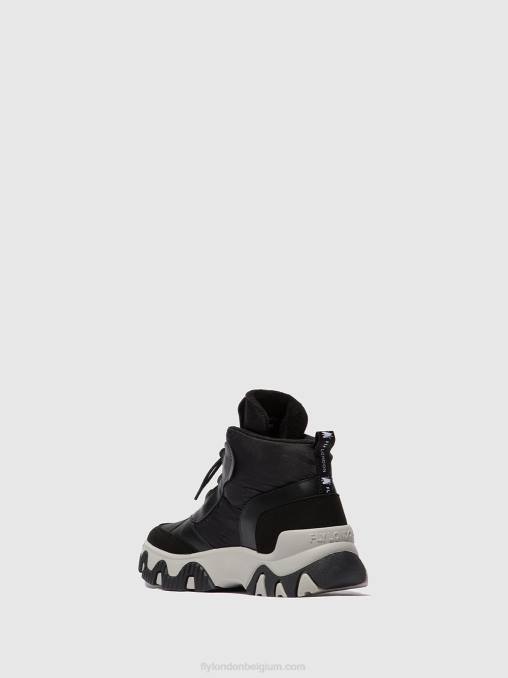 meervoudig zwart Fly London vrouwen vetersneakers fumo892 V2B0745