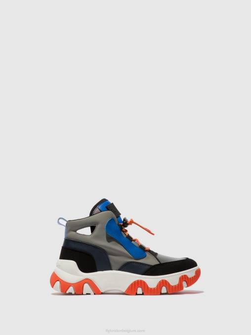 multi grijs/blauw/oranje Fly London vrouwen hoge sneakers feny633 V2B0766