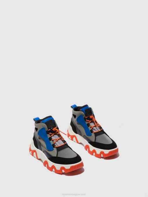 multi grijs/blauw/oranje Fly London vrouwen hoge sneakers feny633 V2B0766