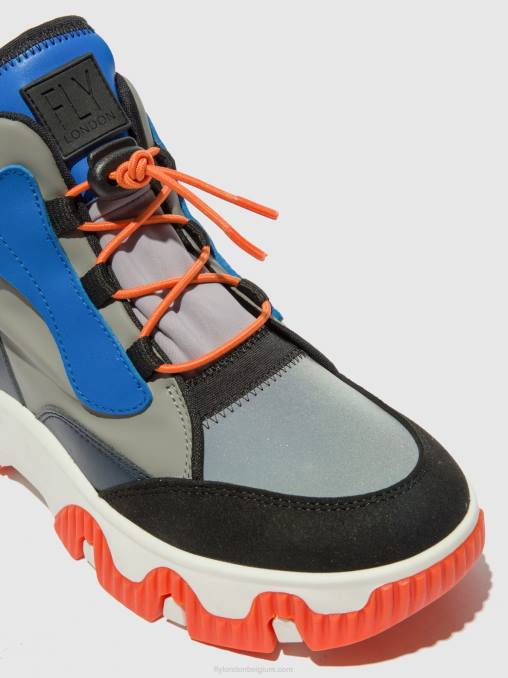 multi grijs/blauw/oranje Fly London vrouwen hoge sneakers feny633 V2B0766