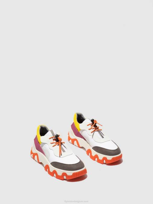 multi offwhite/geel/fuchia Fly London vrouwen elastische sneakers fian634 V2B0773
