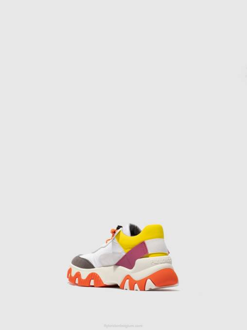 multi offwhite/geel/fuchia Fly London vrouwen elastische sneakers fian634 V2B0773