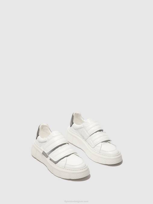 wit Fly London vrouwen sneakers met klittenband edda513 V2B0756