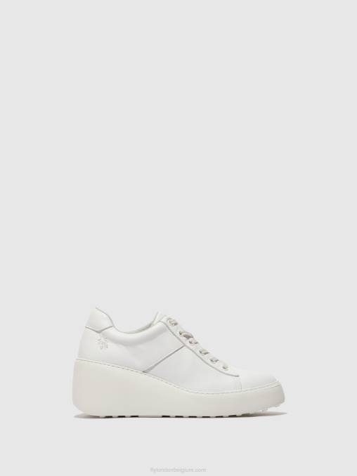 wit Fly London vrouwen vetersneakers delf580 V2B0721