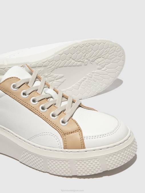 wit/beige/cognac Fly London vrouwen sneakers met veters emmy510 V2B0757