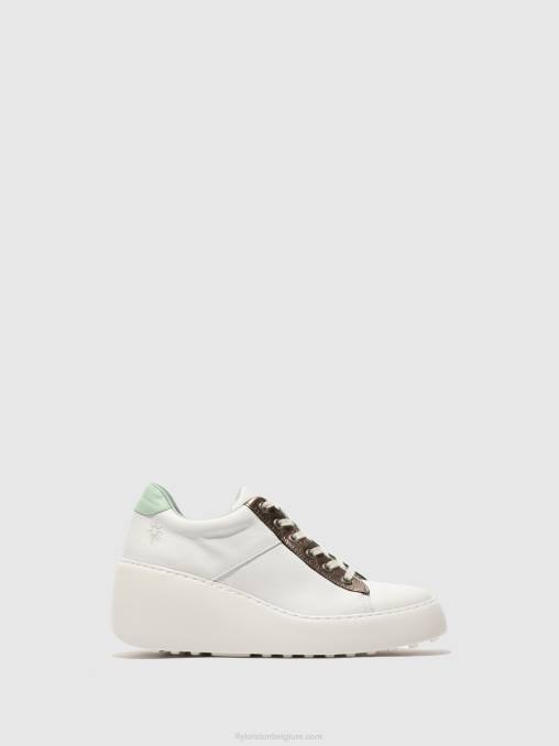 wit/brons grafiet/mint Fly London vrouwen vetersneakers delf580 V2B0722