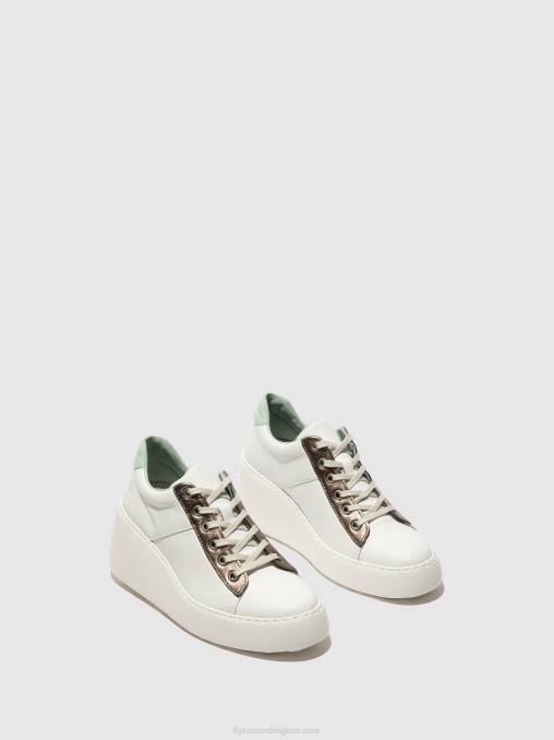 wit/brons grafiet/mint Fly London vrouwen vetersneakers delf580 V2B0722
