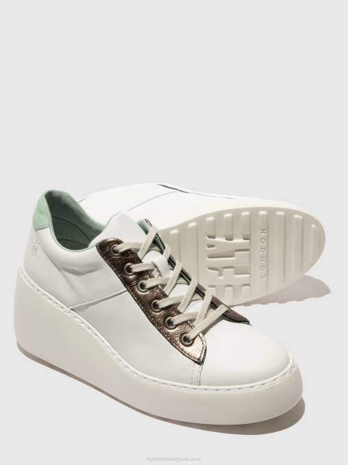 wit/brons grafiet/mint Fly London vrouwen vetersneakers delf580 V2B0722