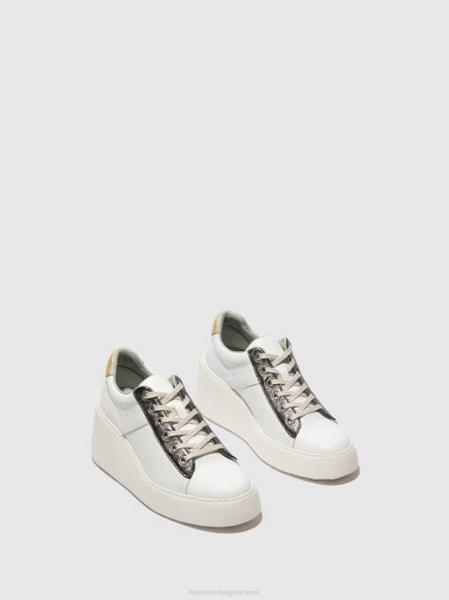 wit/grafiet/mynt Fly London vrouwen vetersneakers delf580 V2B0718