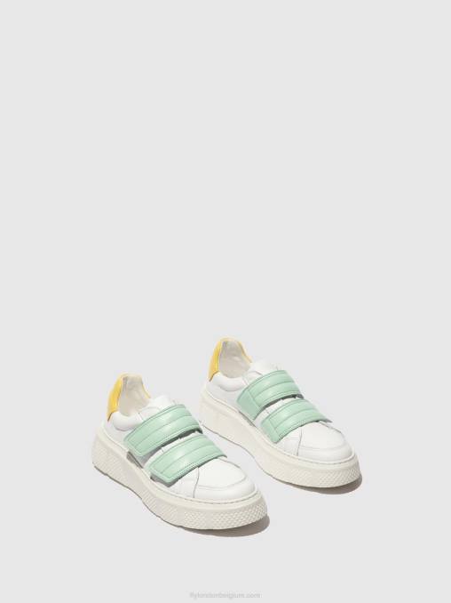 wit/mynt/geel Fly London vrouwen sneakers met klittenband edda513 V2B0755