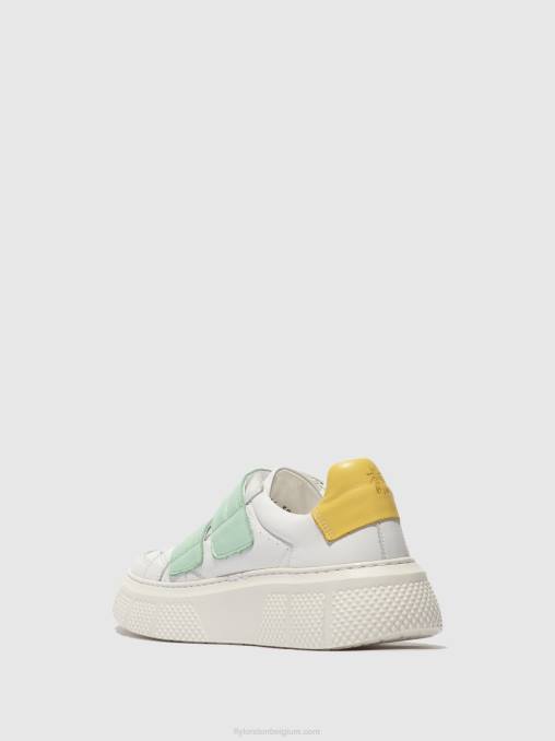 wit/mynt/geel Fly London vrouwen sneakers met klittenband edda513 V2B0755