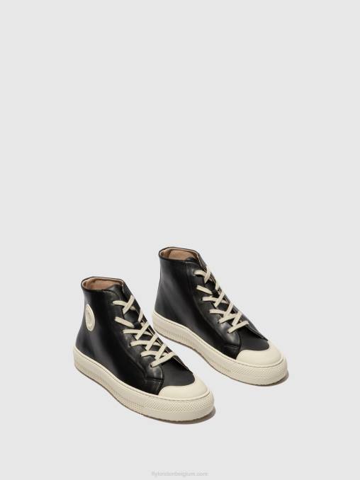 zwart Fly London vrouwen hoge sneakers topy586 V2B0726