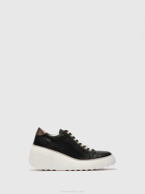 zwart Fly London vrouwen vetersneakers dile450 brito V2B0770