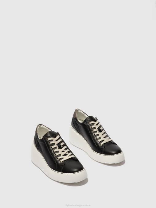 zwart Fly London vrouwen vetersneakers dile450 brito V2B0770